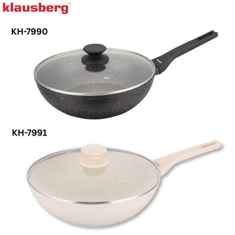Patelnia wok marmurowa 28 cm z pokrywką, klausberg kb-7990