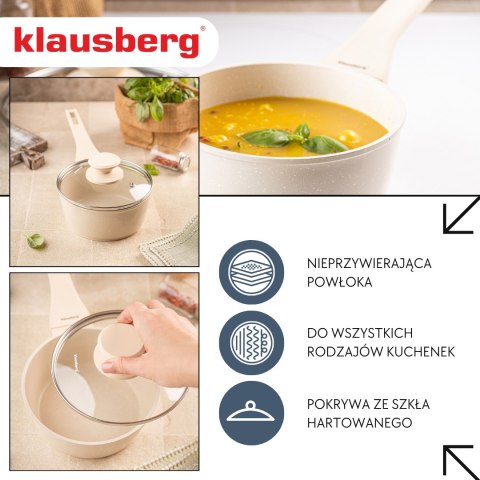 Rondel marmurowy 16 cm kremowy z pokrywką, klausberg kb-7987