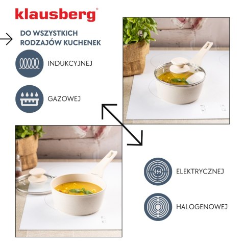 Rondel marmurowy 16 cm kremowy z pokrywką, klausberg kb-7987