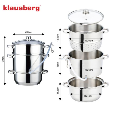 Sokownik parowy, stalowy, 8l, indukcyjny, klausberg, kb-9032