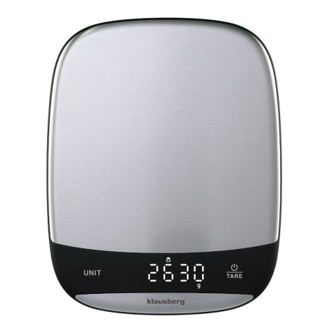 Waga kuchenna led, 10 kg dokładność 1 g, usb-c, tarowanie, klausberg