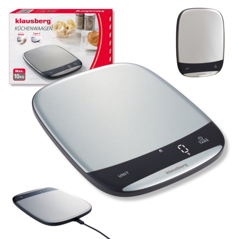 Waga kuchenna led, 10 kg dokładność 1 g, usb-c, tarowanie, klausberg