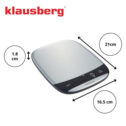 Waga kuchenna led, 10 kg dokładność 1 g, usb-c, tarowanie, klausberg