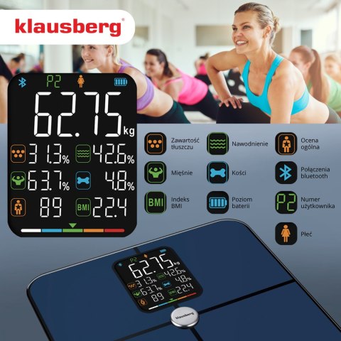 Waga łazienkowa smart analizator skład ciała 180kg analityczna inteligentna