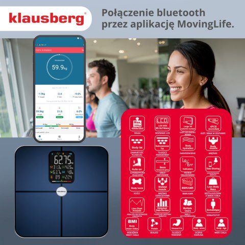 Waga łazienkowa smart analizator skład ciała 180kg analityczna inteligentna