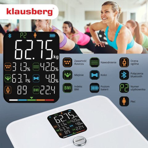 Waga łazienkowa smart analizator skład ciała 180kg analityczna inteligentna