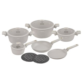Zestaw garnków 12-elementowy, aluminium odlewane, powłoka nieprzywierająca, beżowy, klausberg, kb-7967