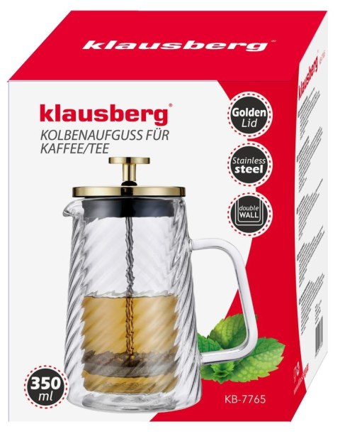 Zaparzacz tłokowy do kawy/herbaty, szkło, 0,35l, klausberg, kb-7765