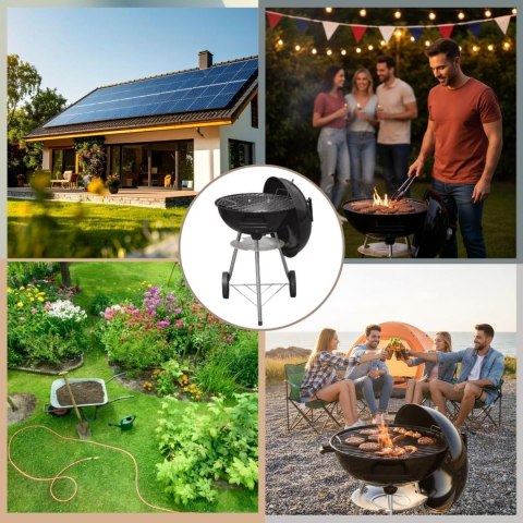 Grill węglowy ogrodowy, z pokrywą, na kółkach, kinghoff, kh-2033