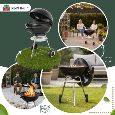 Grill węglowy ogrodowy, z pokrywą, na kółkach, kinghoff, kh-2033