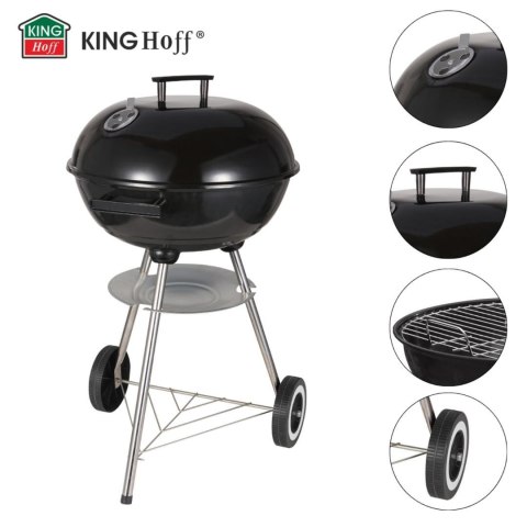 Grill węglowy ogrodowy, z pokrywą, na kółkach, kinghoff, kh-2033