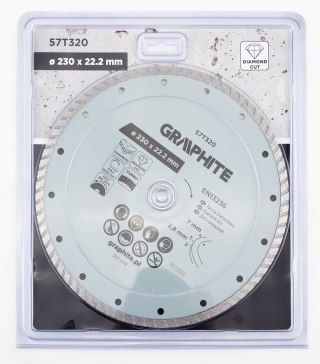 Tarcza diamentowa do cięcia turbo, 230 x 22.22 mm, na sucho