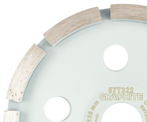 Tarcza diamentowa szlifierska, 1 segment, 125 x 22.2 mm, na sucho