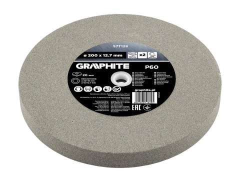 Tarcze szlifierskie 200 x 20/16/12.7 x 20 mm, P60, 2 szt.