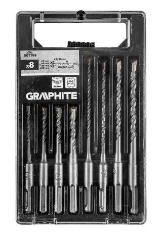 Zestaw wierteł do betonu SDS Plus z podwójną spiralą 5, 6, 8, 10 x 110 mm, 5, 6, 8, 10 x 160 mm
