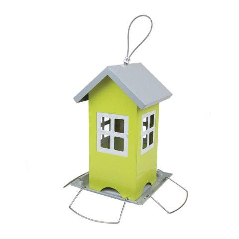 Karmnik metalowy domek mały, wymiary: szerokość 20,5 cm, wysokość 19,5 cm