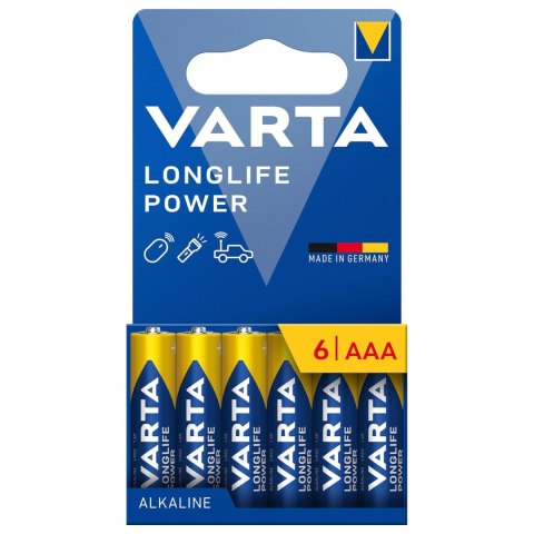 6x bateria R-03 R03 AAA LR06 1,5V VARTA Longlife Power alkaiczna