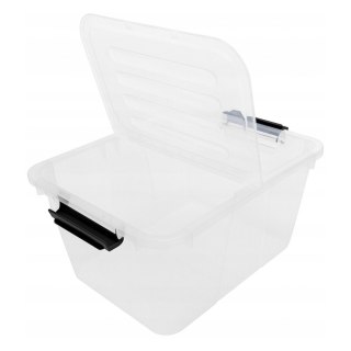 Pojemnik z podwójną pokrywą Plast Team Home Box Flex 15L, Składana pokrywa, Klipsy zabezpieczające, Transparentny, 23010800