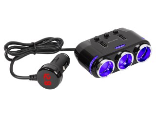 96-881# Rozgałęźnik zapalniczki samochodowej 1xwtyk/3xgniazdo+2xusb cs-35 kabel
