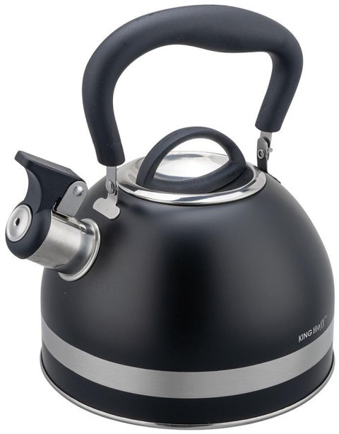 Czajnik z gwizdkiem, 1.8l, stali nierdzewnej, czarny, kinghoff, kh-1858
