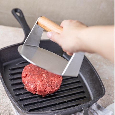 Praska dociskowa ze stali niedzewnej do mięsa na hamburgery śr. 14cm kinghoff kh-1878