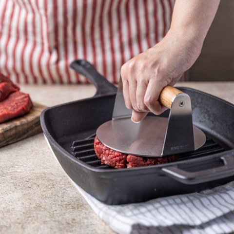 Praska dociskowa ze stali niedzewnej do mięsa na hamburgery śr. 14cm kinghoff kh-1878