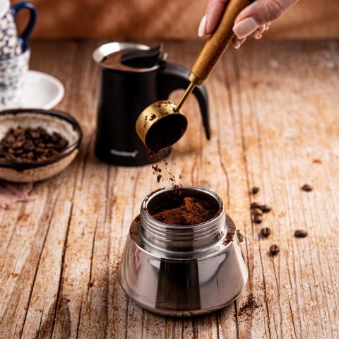 Zaparzacz do kawy espresso, stal nierdzewna, 4 filiżanki, czarny/srebrny, klausberg, kb-7844