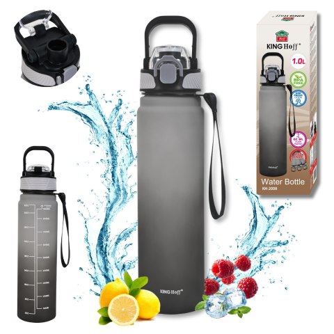 Butelka na wodę 1l, z blokadą, bpa-free, szczelna, kinghoff kh-2008