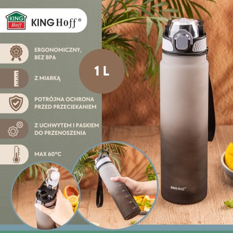 Butelka na wodę 1l, z blokadą, bpa-free, szczelna, kinghoff kh-2008