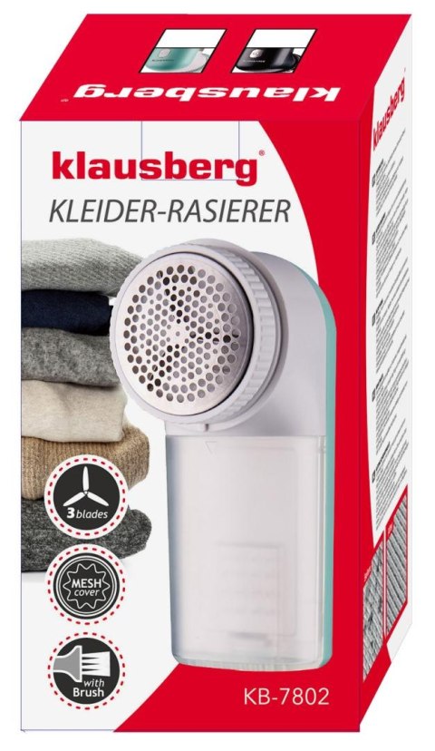 Golarka do ubrań zasilana na baterie, zielono-biała, klausberg, kb-7802