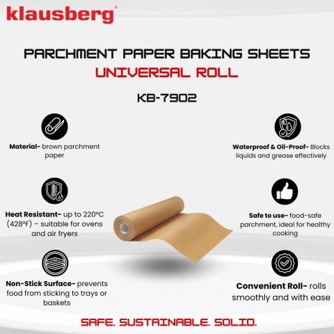 Papier pergaminowy do pieczenia, brązowy, 50m/38 cm, klausberg, kb-7904