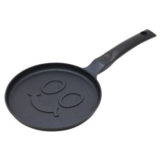 Patelnia do naleśników, wzór uśmiechnięta buźka, aluminiowa, nieprzywierająca powłoka, czarna, śr.18 cm, klausberg, kb-7971