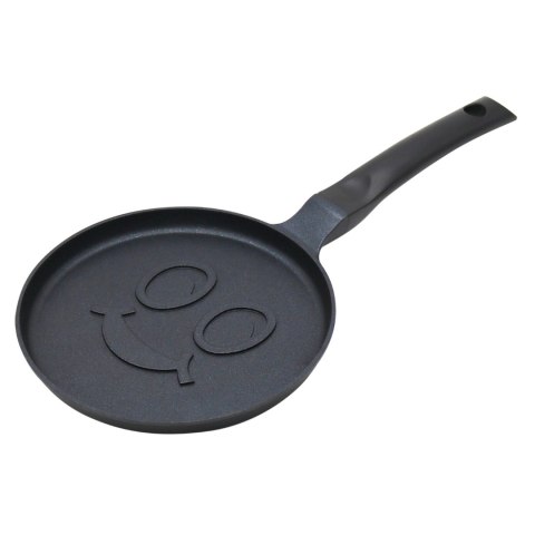 Patelnia do naleśników, wzór uśmiechnięta buźka, aluminiowa, nieprzywierająca powłoka, czarna, śr.18 cm, klausberg, kb-7971