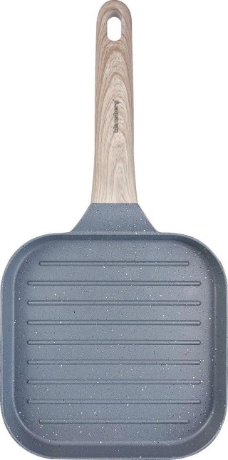 Patelnia grillowa z powłoką nieprzywierającą, szara z drewnopodobną rączką, 36x18,5x2,5cm, klausberg, kb-7811
