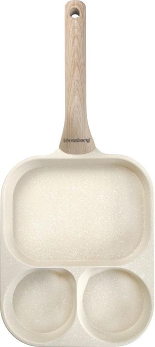 Patelnia prostokątna z powłoką nieprzywieralną, 3 sekcje, beżowa z drewnopodobną rączką, 41x19,2x2,8cm, klausberg, kb-7829