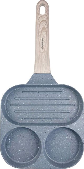 Patelnia z powłoką nieprzywieralną, 3 sekcje, szara z drewnopodobną rączką, 36x18,5x2,5cm, klausberg, kb-7817