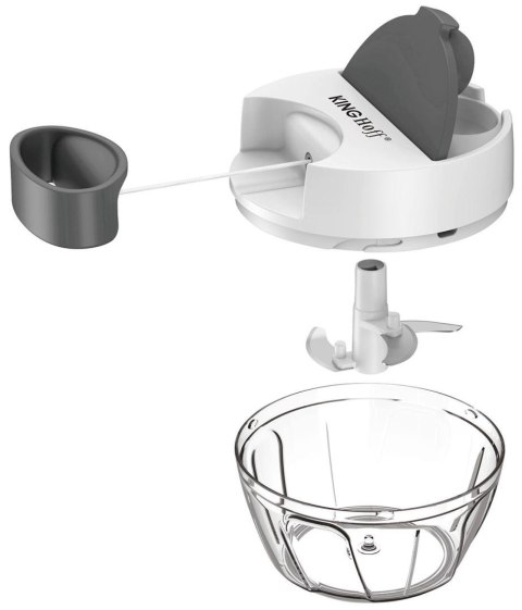 Rozdrabniacz kuchenny, napędzany mechanicznie, biały z szarymi elementami, średnica 12,5 cm, pojemność 400 ml, kinghoff, kh-1881