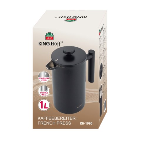 Zaparzacz, french press, 1l, podwójne ścianki, drewniany uchwyt