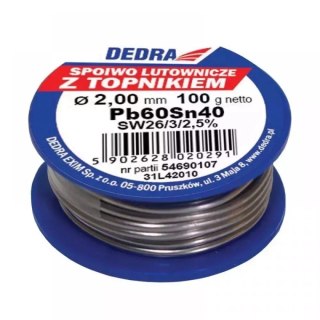 Lut z topnikiem, 2.0mm, 100g, 40%sn, pb60sn40