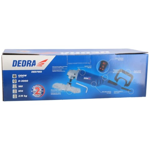 Polerka elektryczna 1200w,0-3000rpm,pad 180mm,kolor.pudełko