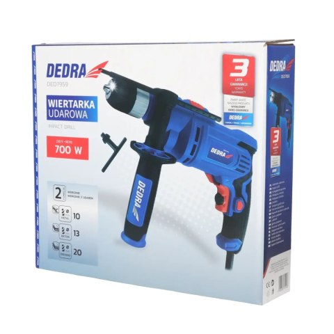 Wiertarka udarowa 700w, samozacisk 13mm, kolorowe pudełko