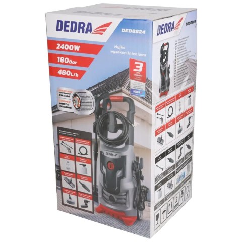 Myjka wysokociśnieniowa 2400w 120/180bar, 480l/h, 8m wąż