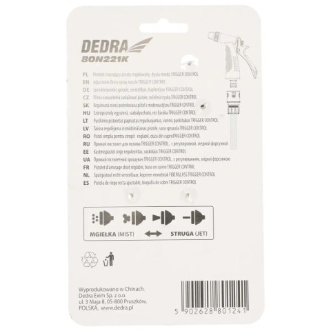 Pistolet zraszający prosty reg.dysza mosięż trigger control