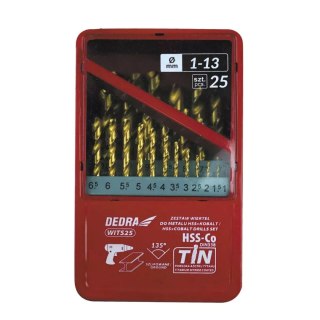 Zestaw 25szt wierteł do metalu hss+kobalt+tin, 135°