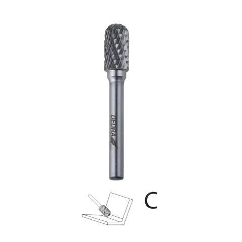 Frez trzpieniowy walcowy zaokrąglony c12x25mm, trzpień 6mm