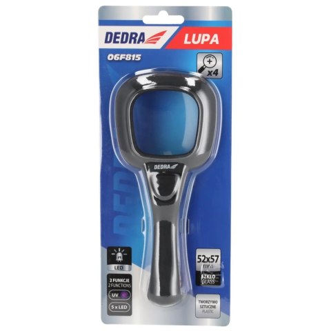 Lupa, szkło powiększające 4x+led