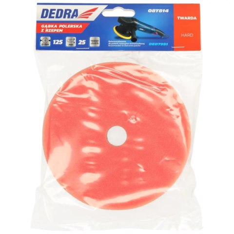 Gąbka polerska z rzepem twarda 125mm gr25mm (pomarańcz)