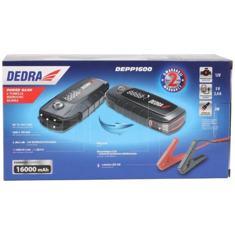 Powerbank z funkcją rozruchu silnika 16000mah, wyświetlacz lcd
