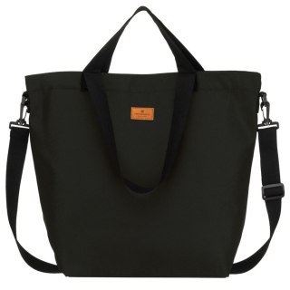 Duża, czarna shopperka damska zamykana suwakiem z kieszonką zewnętrzną, jednokomorowa - Peterson