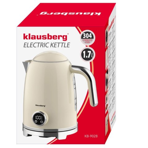 Czajnik elektryczny z termometrem retro, panel led, beżowy, 1,7l
